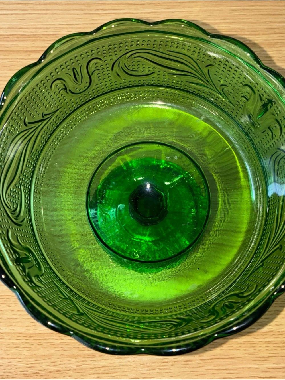 Green Glass Pedestal Compote Bowl - Decorative Serveware